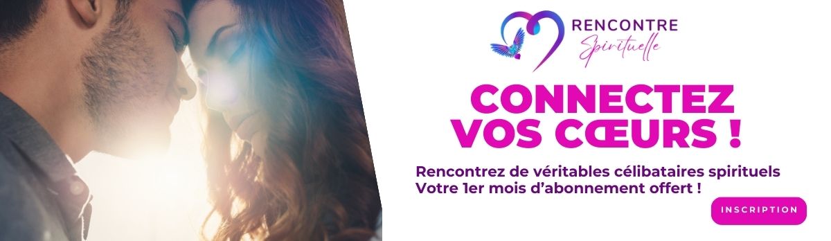 Bannière Rencontre Spirituelle — site de rencontres pour célibataires spirituels, premier mois offert