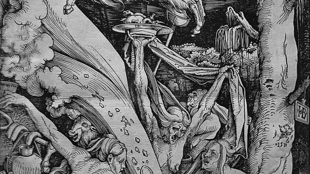 Les Sorcières — gravure du sabbat des sorcières par Hans Baldung, 1510